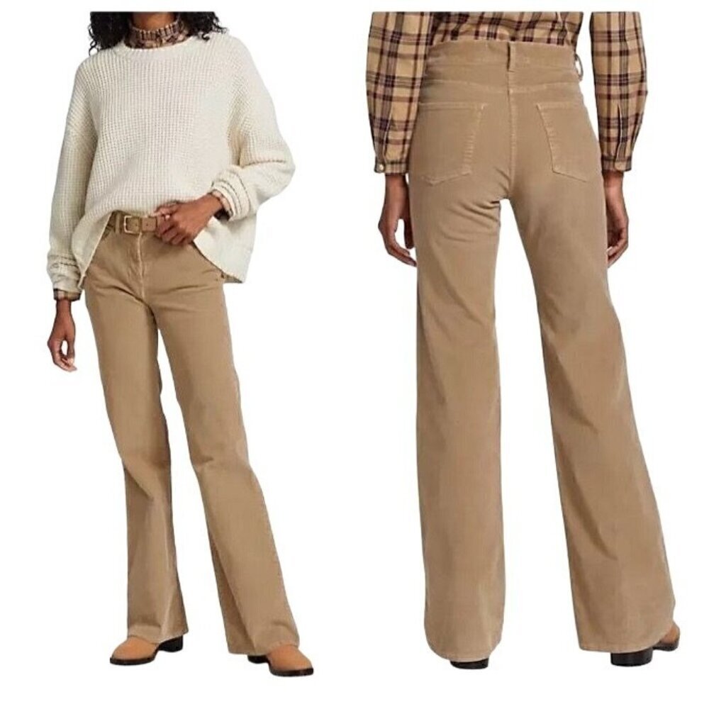 Nili Lotan Celia Corduroy Pants. Wide Leg, Size 12. Beige, New